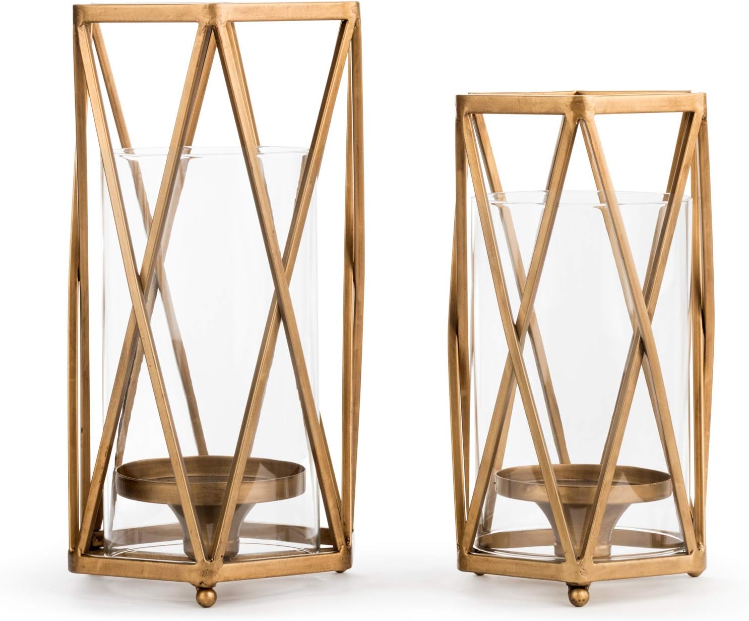 DEMDACO Bronze Toned Hurricane 7 x 12 Iron Decorative Candle Holder Set 2 : Home & Kitchen