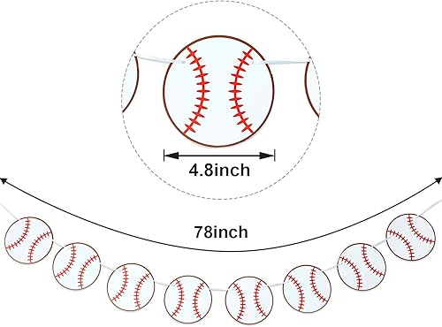 Miniatura 2 de Boao Guirnalda de papel de 4 piezas para decoración de fiesta de béisbol, decoración de banderines, suministros de fiesta de cumpleaños, baby shower