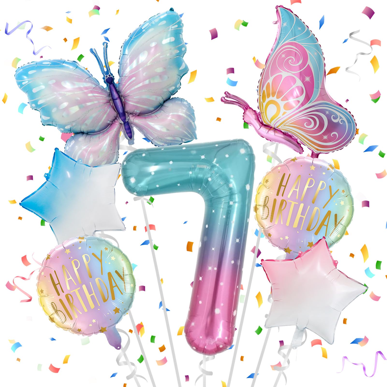 Set di decorazioni per compleanno con farfalla XXL, palloncini in pellicola stampa per bambini, colore viola