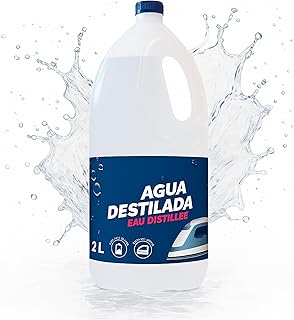 Agua Destilada Desmineralizada Desionizada por Osmosis inversa, Apto para planchas de Vapor, Acumuladores y/o Baterías, Limpiaparabrisas del Coche, Radiadores Coche, Centros de Planchado, 2 litros