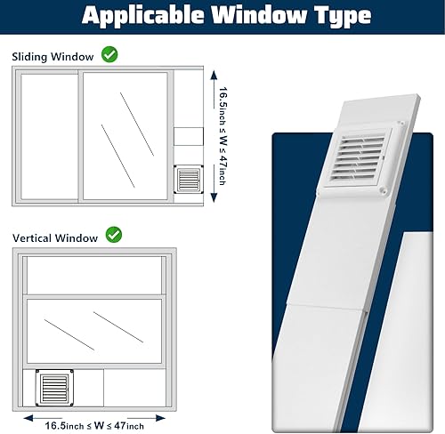 Miniatura 3 de Pearwow Kit de ventana de ventilación de secadora para manguera de ventilación de secadora de 4 pulgadas de diámetro, kit de ventilación ajustable