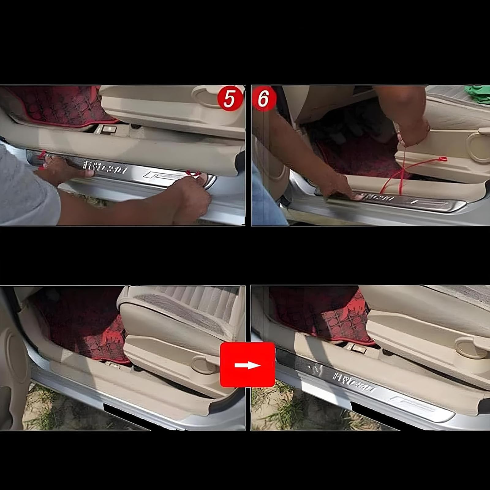 4 Pezzi Battitacco Battitacco per Auto, per Ren-Ault Dacia Duster 2010-2024, Strisce Protettive in Acciaio Inossidabile, Accessori Esterna Antiscivolo AntiGraffio,Silver