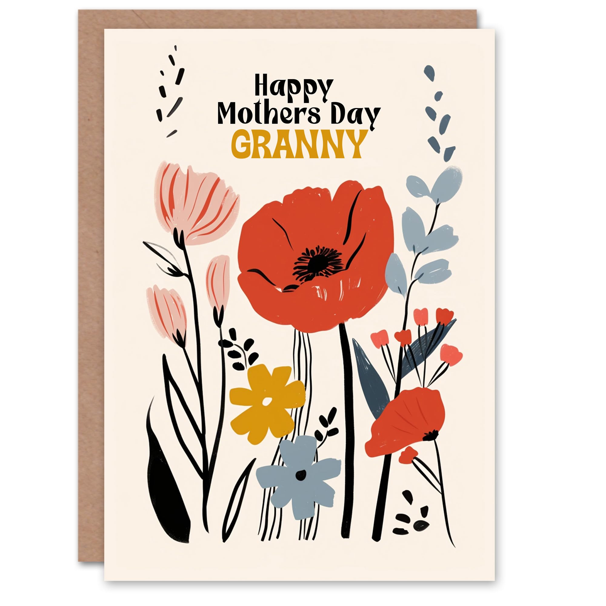Artery8 Mother's Day Greeting Card Granny Flowers Poppy For Gran