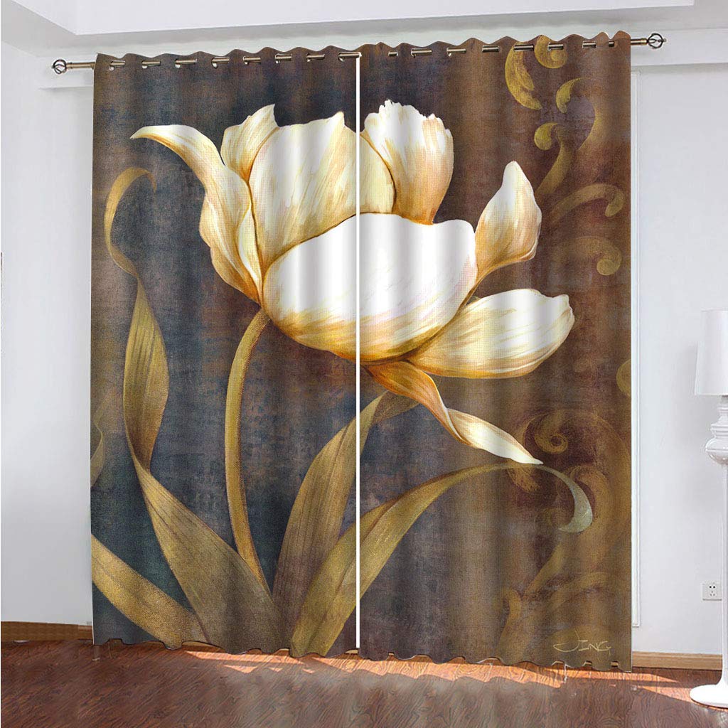 Rideaux isolation thermique et occultants 3D | Rideau opaque thermique salon moderne fleurs