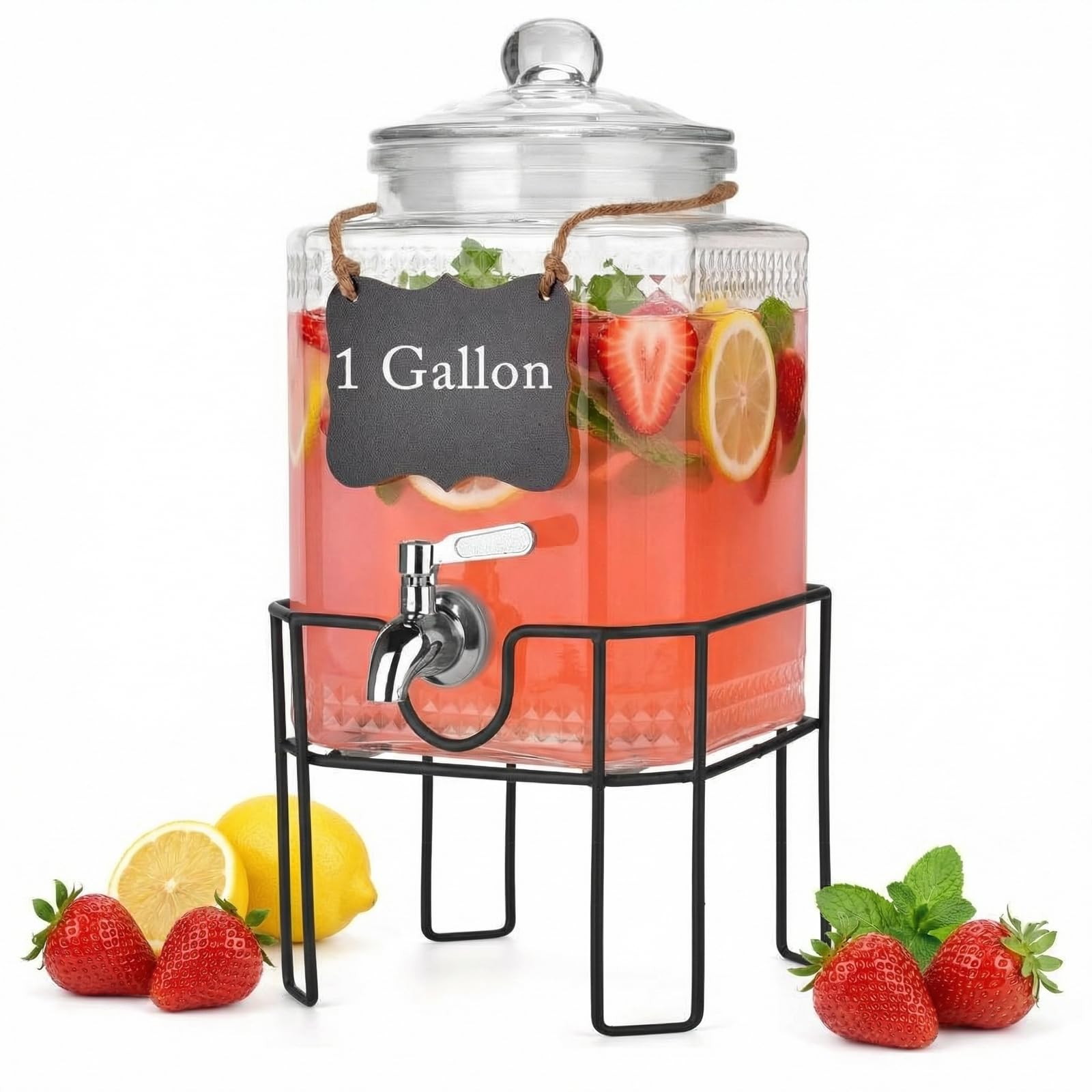 Edycur 1 Gallon Glass Beverage Dispenser