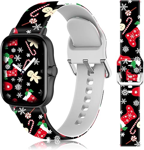 Farluya Correa de reloj de Navidad compatible con Amazfit GTSGTS2GTS 2eGTS 2 MiniGTS 3GTS 4GTS 4 Mini correa de reloj de 0787in de repuesto de