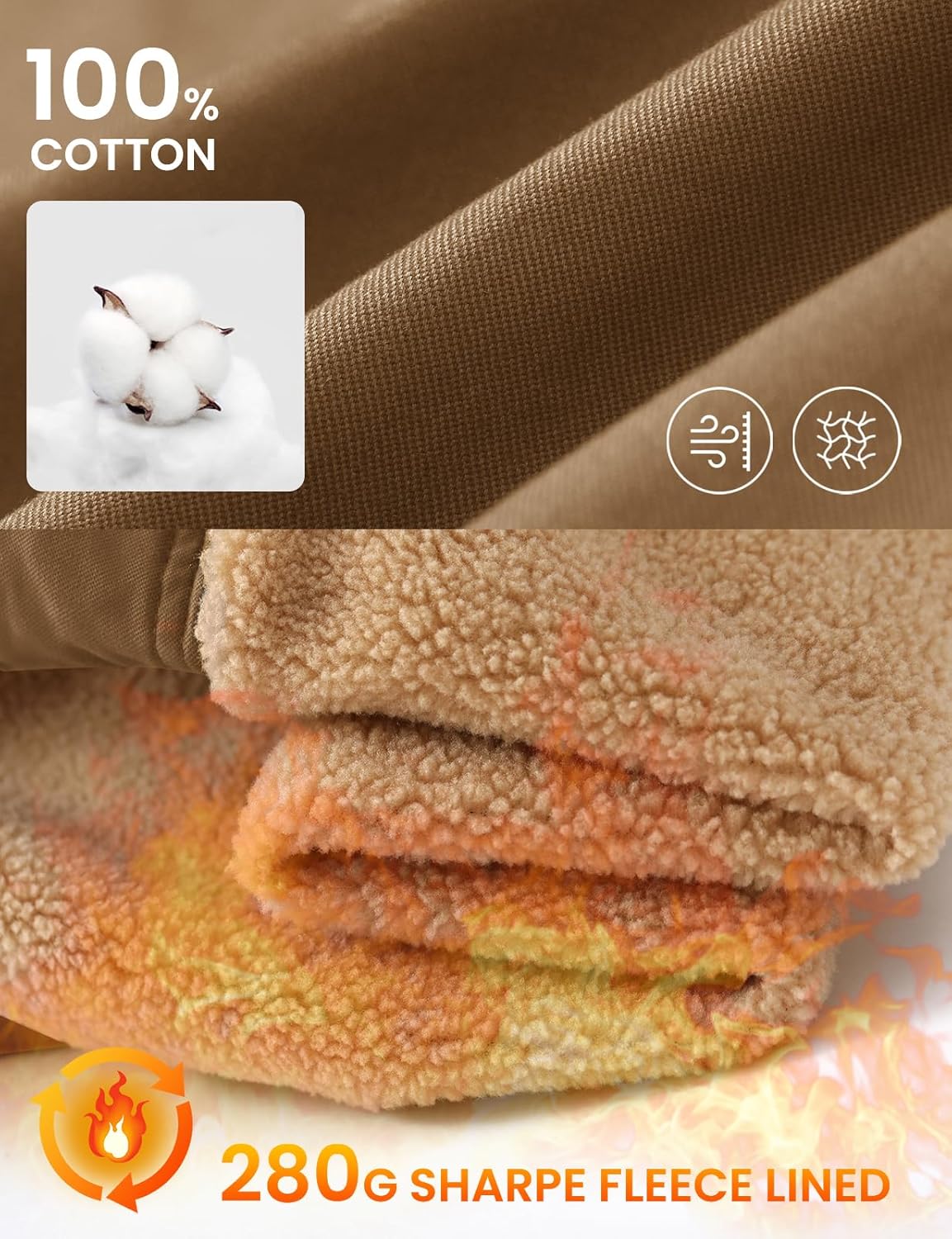 TBMPOY Men's Winter Jacket Thick Sherpa Fleece Lined Cotton Full Zip Warm Cargo Zipper Pockets Trucker Work Thermal - Image 3