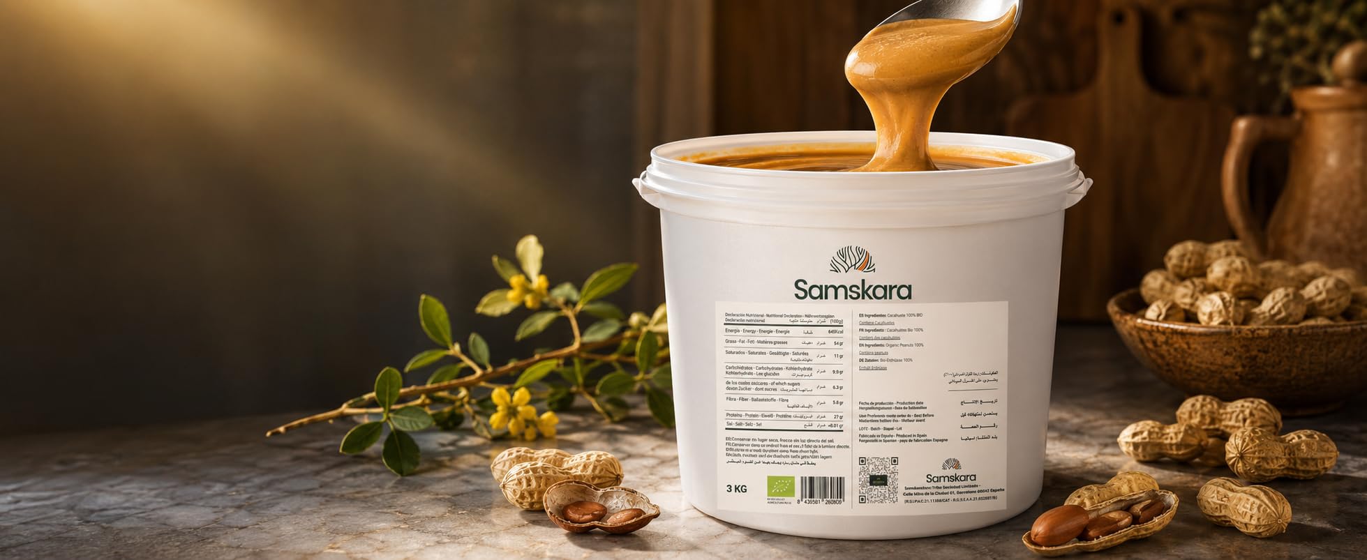 Crema de Cacahuete Ecológica BIO Smooth 3kg x 2 Cubos | 100% Cacahuetes Tostados | Mantequilla de Maní Cremosa Sin Azúcar Añadido, Sin Sal, Sin Aceite de Palma | Vegana | Pack Ahorro
