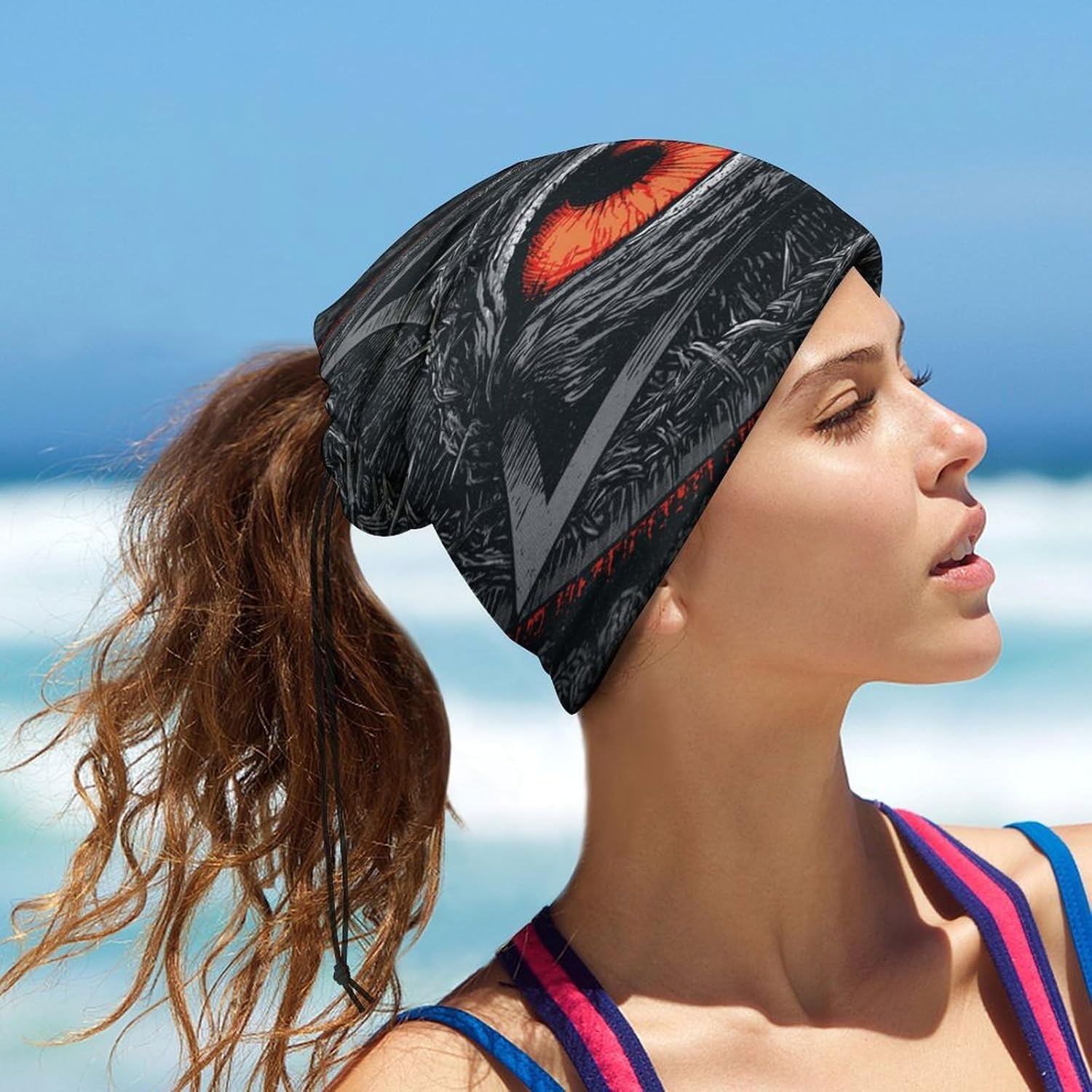 The Eye Men's Neck Gaiter Face Cover, Polyester Breathable Scarf with Drawstring Toggle Adjuster