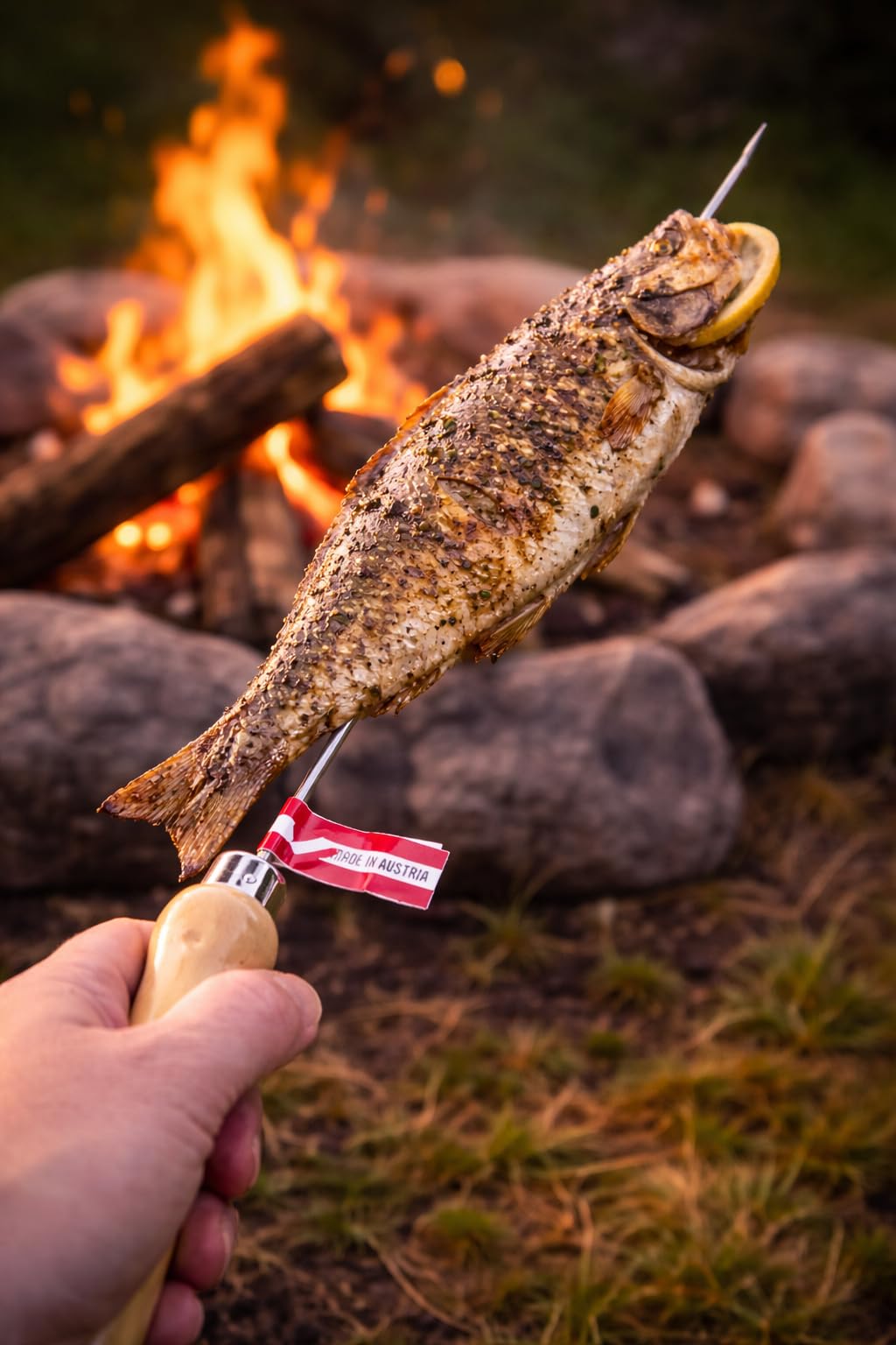 3er Set - BBQ-Spieß 80 cm aus Edelstahl mit Holzgriff – 100% Made in Austria