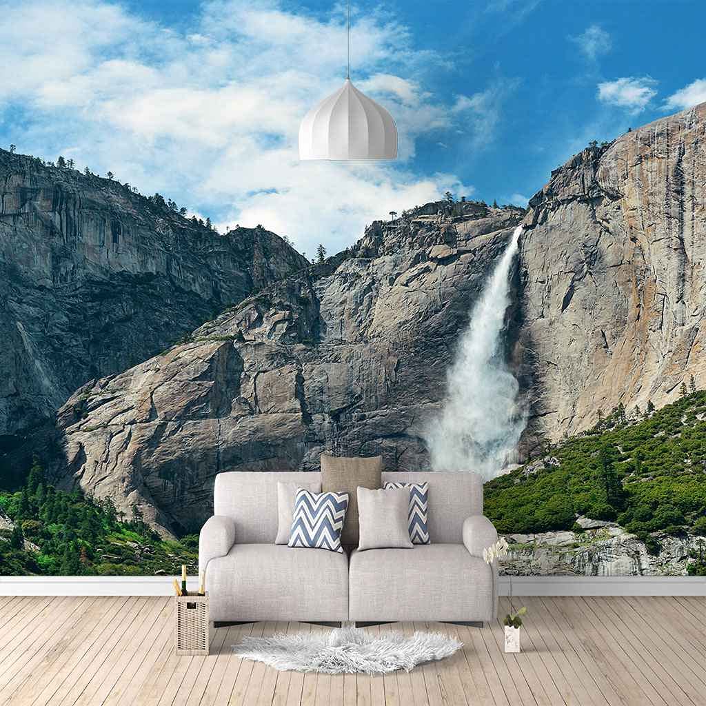 Papier Peint Panoramique 3D Cascade pour Salon et Chambre d'Ado Toile Murale Auto-adhésive