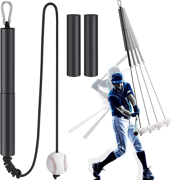 TOBWOLF Baseball Softball Hitting Trainer, Batting Swing Trainer for Baseball & Softball, Baseball Training Aid for Hitters, Softball Batting Aids System, Combines Tee & Front Toss Into One Easy Drill
