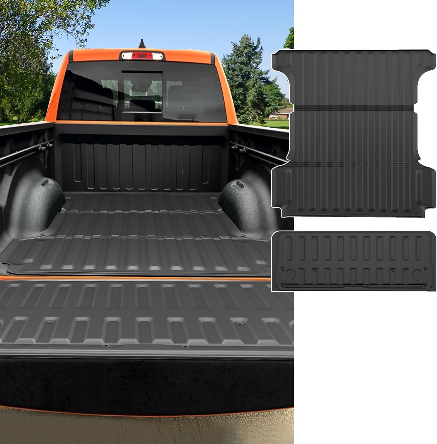 Ram 1500 5.7FT Truck Bed Mat & Tailgate Mat - AOMSAZTO Bed Liner Compatible with 2019-2024 2025 Dodge Ram 1500 5'7" Short Bed | Custom Fit All Weather Cargo Bed Liner for Dodge 2025 Ram 1500, Black