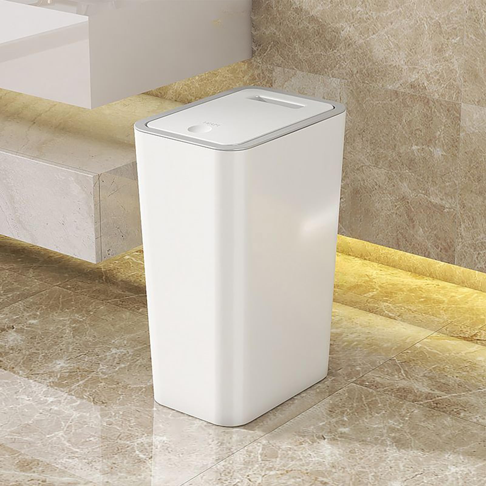 Generisch Mülleimer Mit Deckel - Schlanker Abfalleimer,Kompakter Mülleimer 10L Abfallbehälter | Für Wohnheim Bad Toilette Waschbecken Ecke Innenbereich