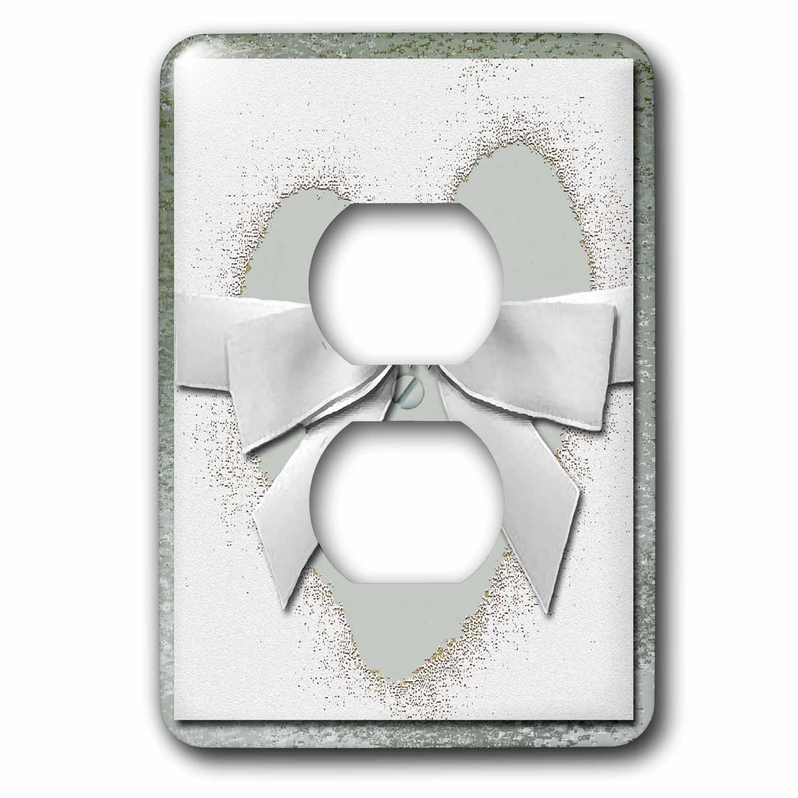 Plaque double interrupteur 3dRose lsp_23905_6 nœud sur cœur corail pastel
