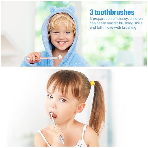 Miniatura 2 de Boao 4 piezas de cepillo de dientes de tres caras para autismo, cepillo de dientes sensorial, cerdas de viaje, cepillo de viaje para niños, cuidado