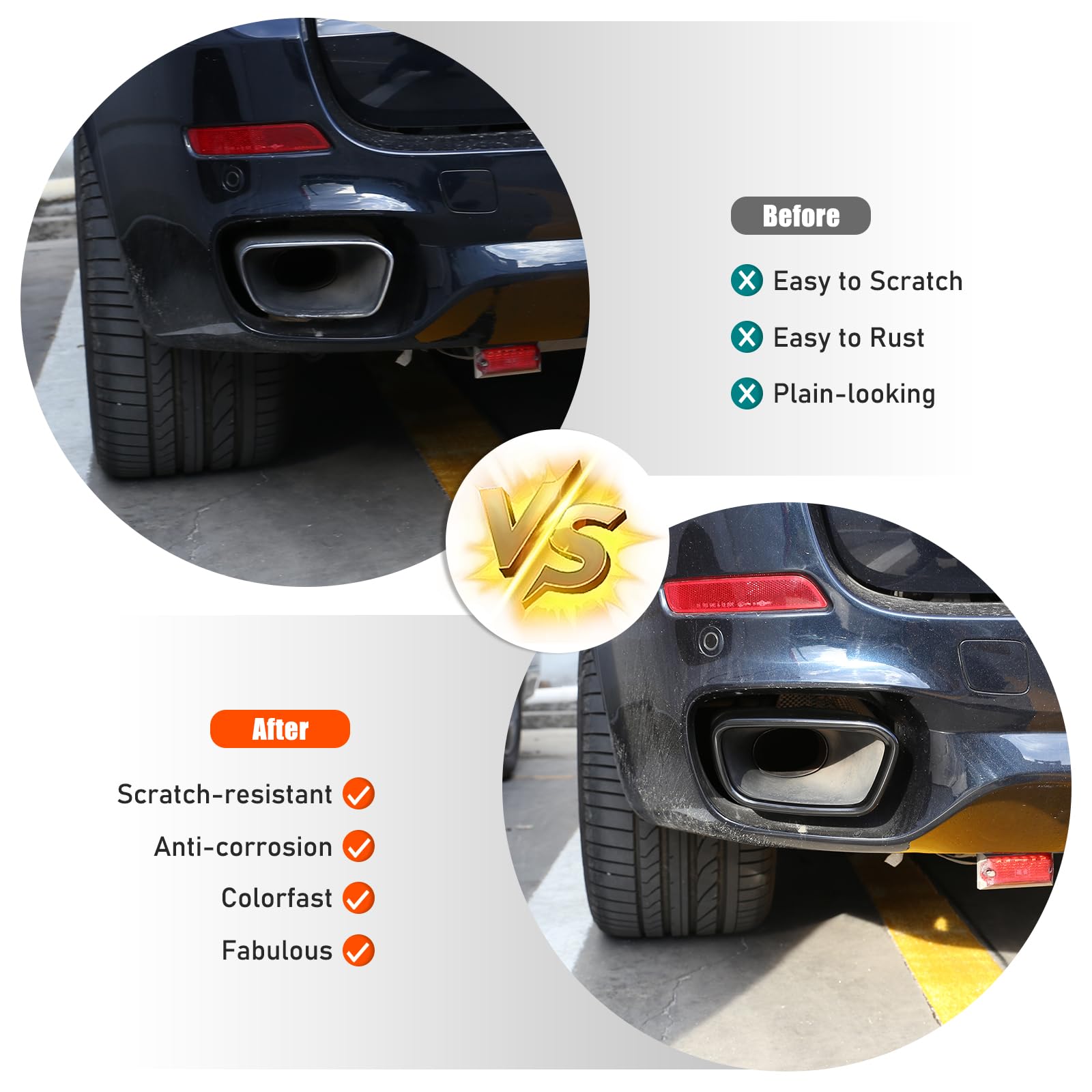 Auto Auspuffblende Geeigne für BMW X5 F15 2014-2018,2er Set Edelstahl Endrohre Dekorative Abdeckung für BMW X5 Außen Trim Zubehör (Hellschwarz)