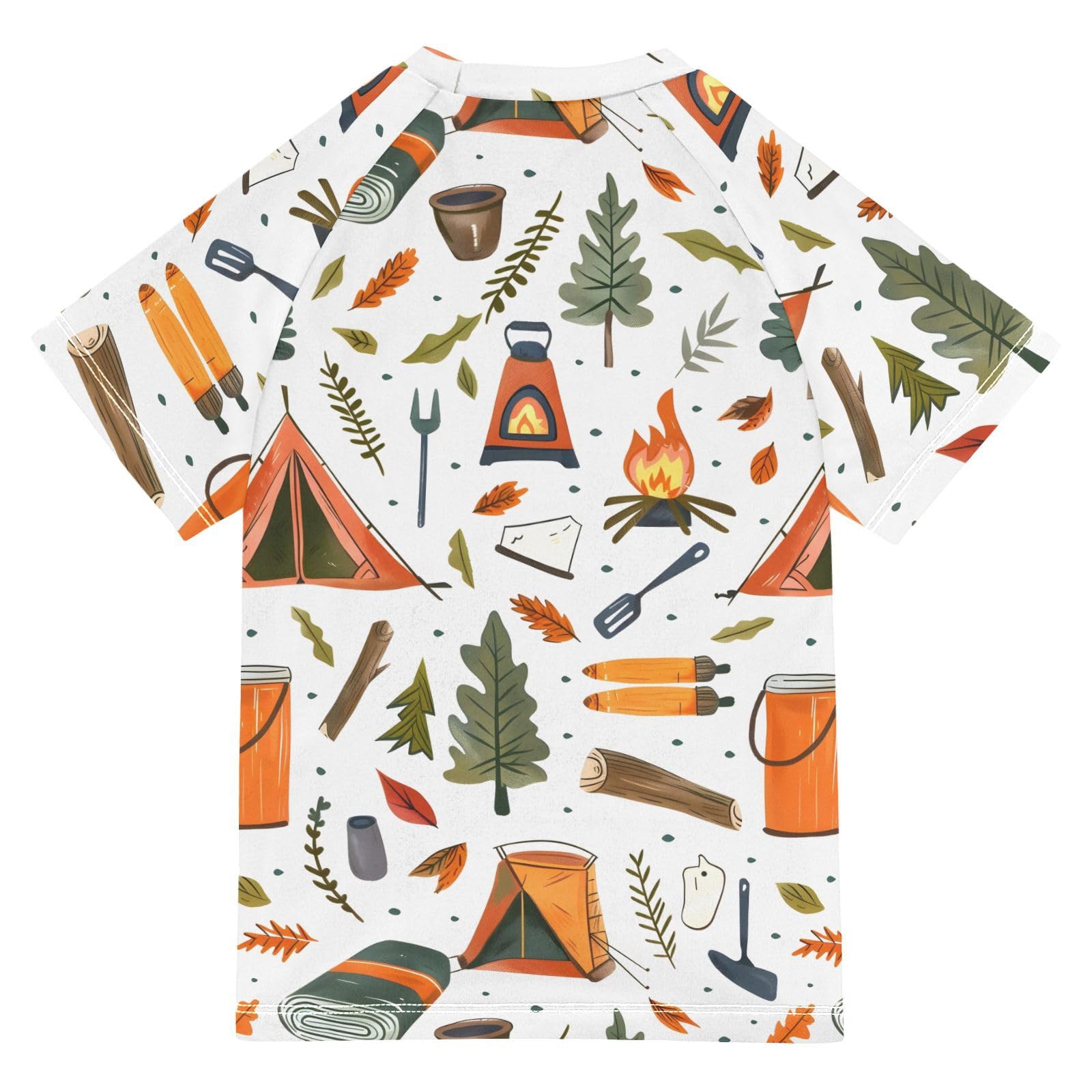 ALAZA Boys Rash Guard Swimming Shirt for Boys Short Sleeve Camping Supplies Patter UPF 50+ 5-6T