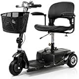 Vive 3 Wheel Mobility Scooter - Electric Powered Mobile Wheelchair Device for Adults - Folding, Collapsible and Compact for Travel - Long Range Power Extended Battery with Charger and Basket Included