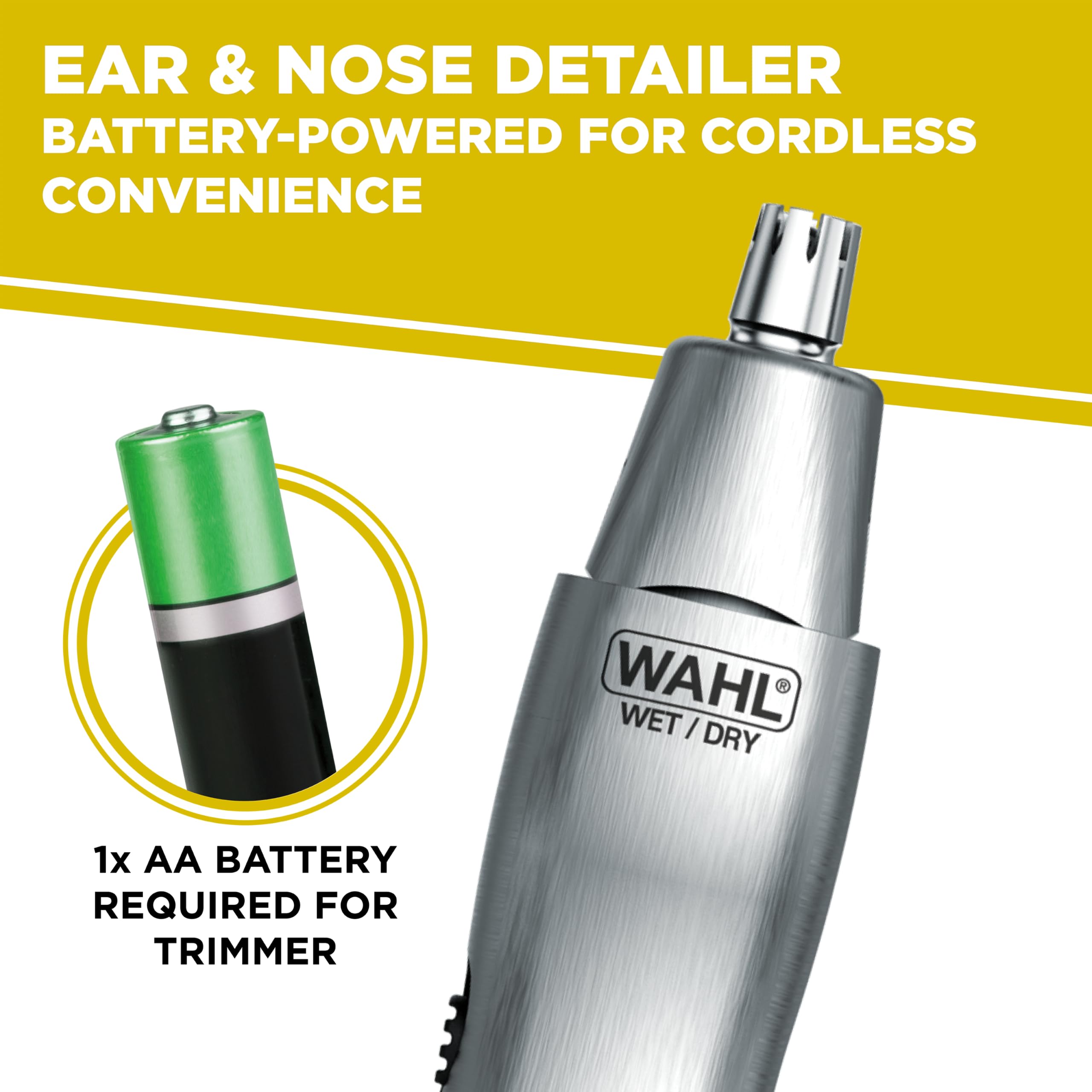 WAHL Groomsman, peli del naso, dettagli e pulizia con Trimmer Wet/Dry a batteria per peli del naso