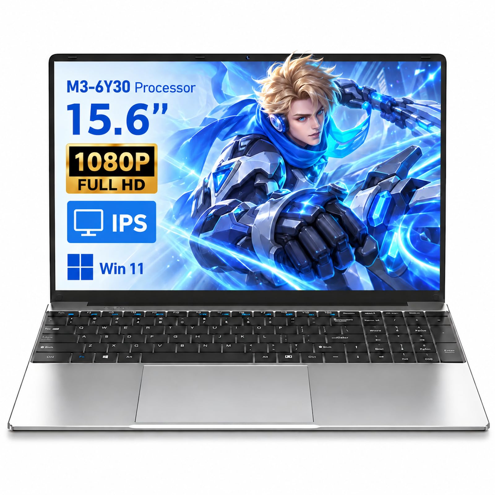 MITUNTUN Portátil 15,6" Laptop, M3-6Y30, 16GB RAM, 512GB SSD,FHD,Win 11 Pro | Pantalla de 15,6 pulgadas y 1920 x 1080 ofrece textos claros e imágenes detalladas para clases, vídeos y navegación.
