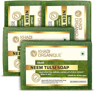Khadi Organique Handmade Neem-Tulsi Soap Pack Of 4