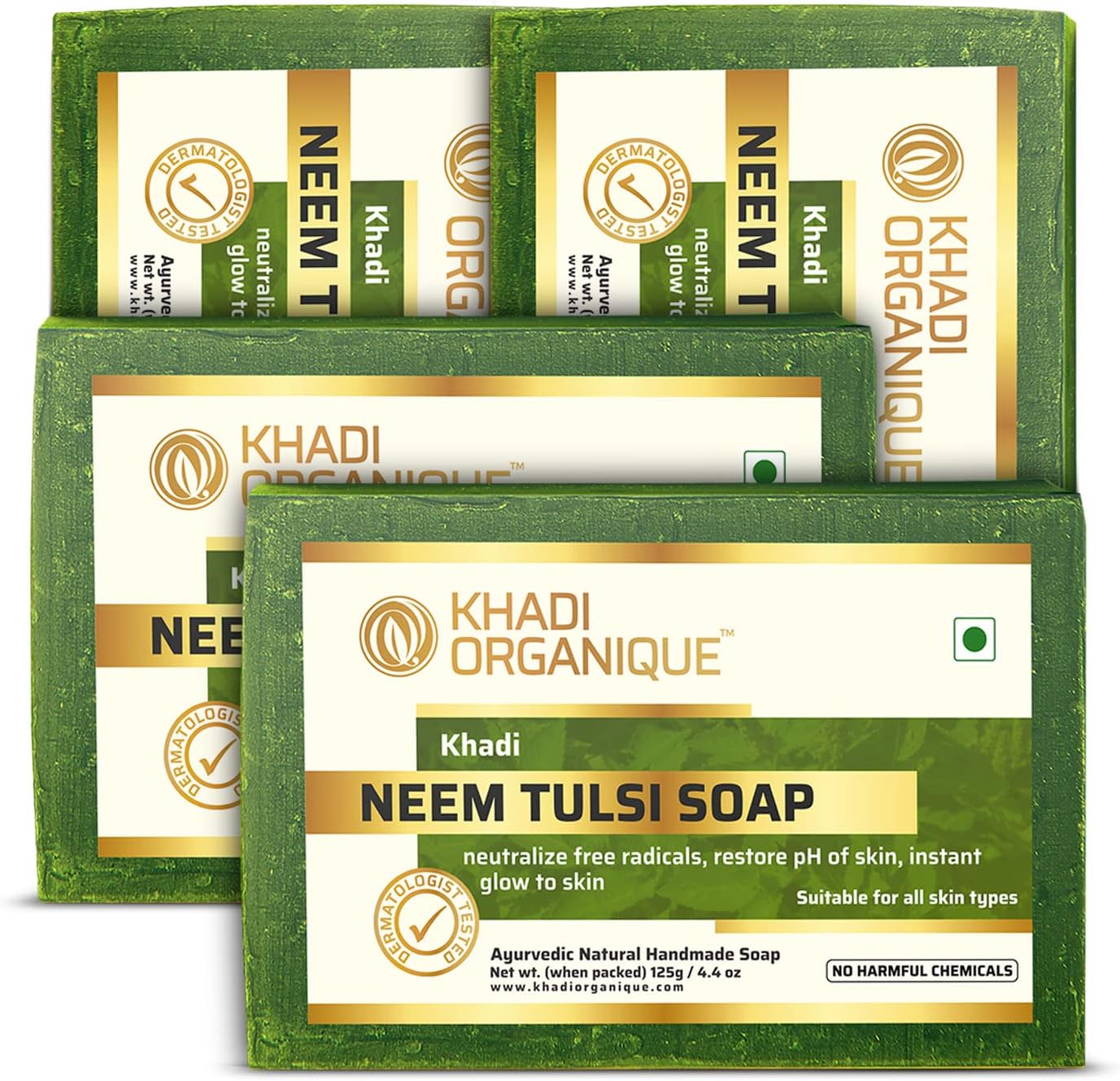 Khadi Organique Handmade Neem-Tulsi Soap Pack Of 4