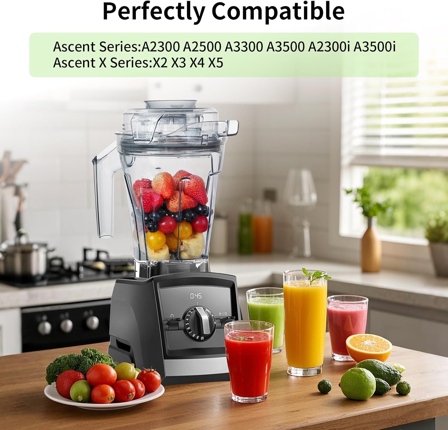 48oz Pitcher Replacement for Vitamix Blenders -Ascent Containers Compatible with A2300 A2500 A3300 A3500 X2 X3 X4 X5 Models,Container Jar Cup
