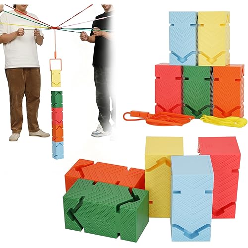 5 Pcs Teamwork Building Blocks Set, Upgrade Team Building Games for Adults & Kids, Durable Teamwork Building Blocks for Corporate Team Building Activities, School Sports Day & Outdoor Parties