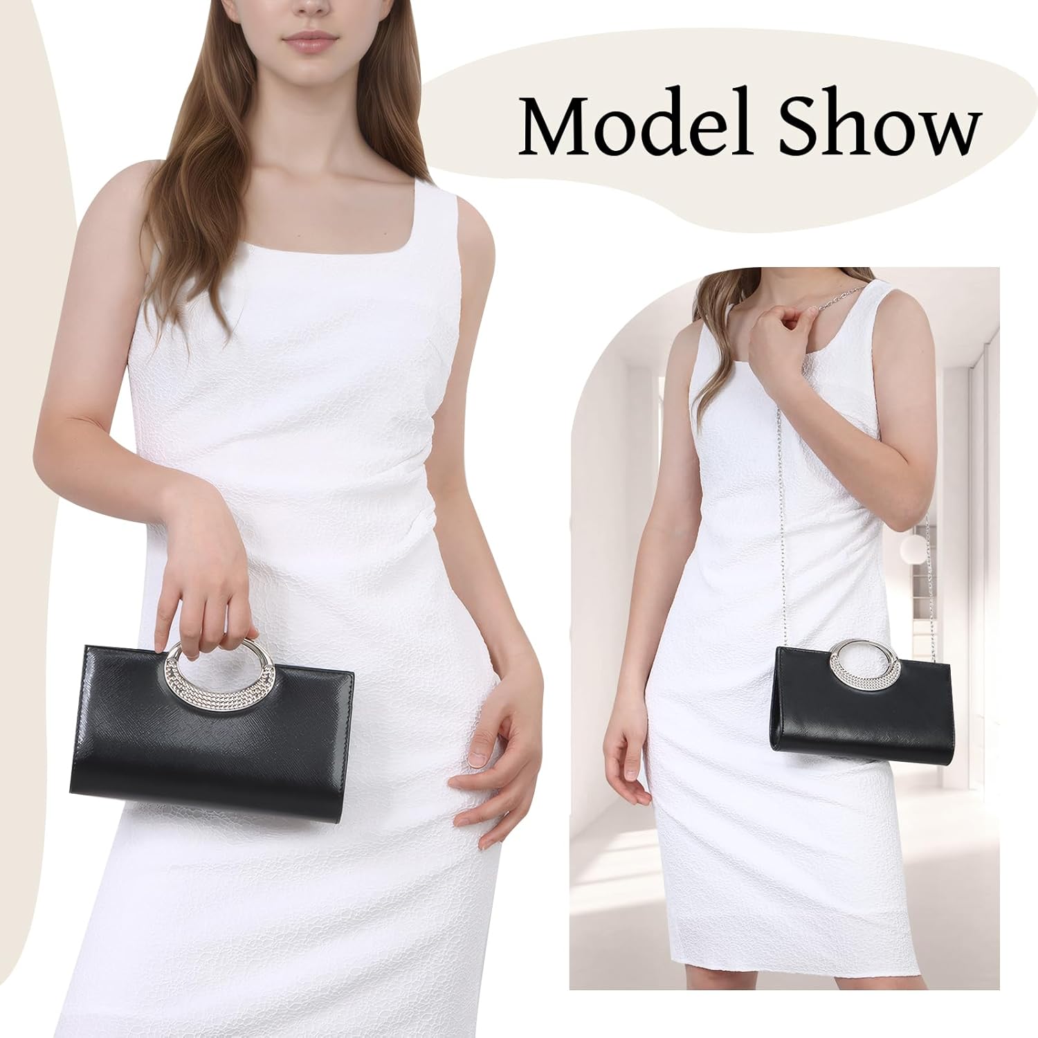 Freie Liebe Clutch Purses for Women Evening Bag Fashion Handbags for Wedding, Cocktail, Prom with Chain - Image 2