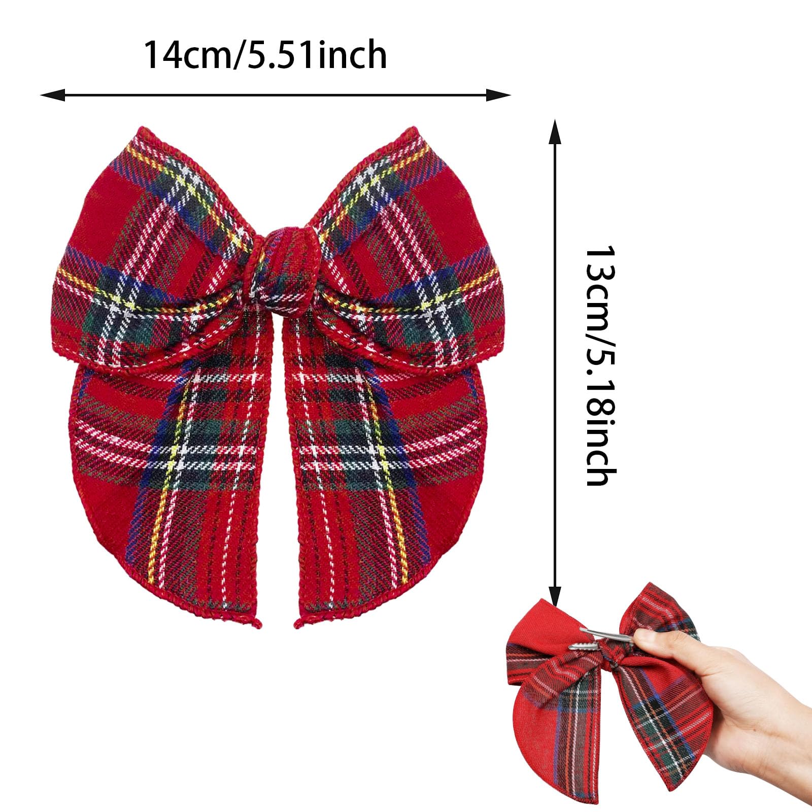 2PCS Tartan Bow Knot Hair Clips, Red Plaid Hair Bow, Scottish Bow Hair Barrettes, Elegant Hairpins, Fashion Festive Hair Accessories - Image 2
