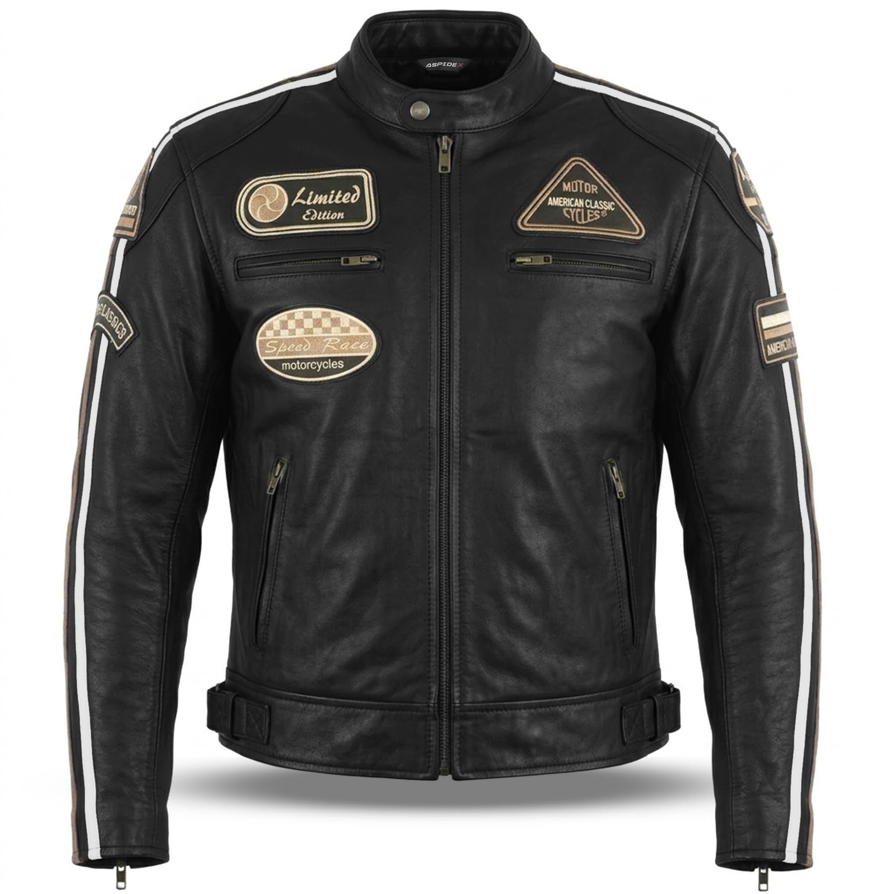 PRO FUTURE ASPIDEX Chaqueta de cuero para moto de hombre, vintage