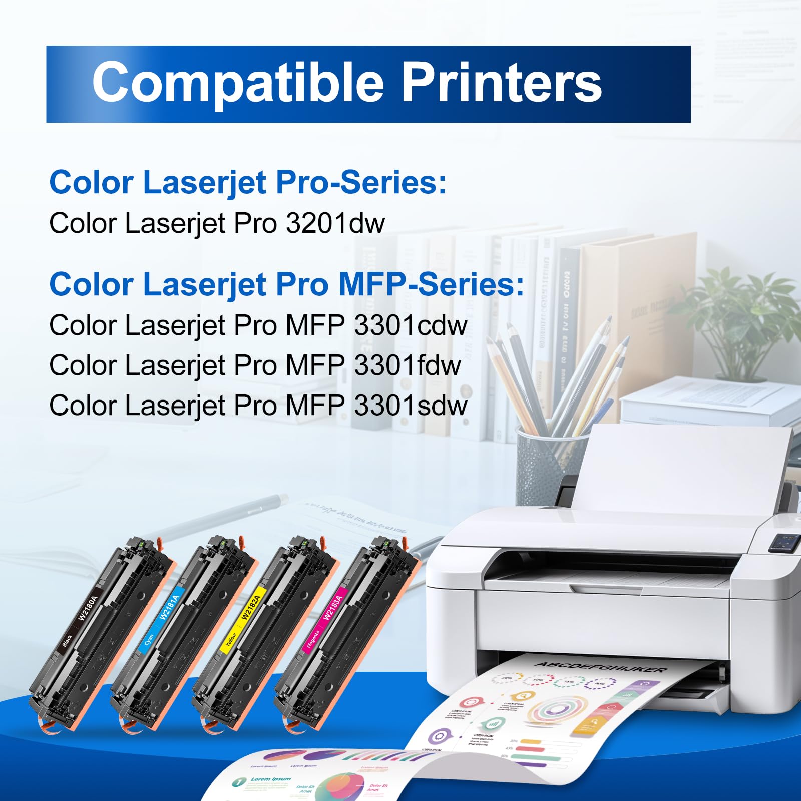 InkNI 218A Toner Cartridges 4 Pack (with Chip) Replacement for HP 218A W2180A for HP 218X for HP Color Laserjet Pro MFP 3301FDW 3201DW 3301SDW 3301CDW Printer Ink W2180X High Yield (4 Pack, B/C/Y/M)