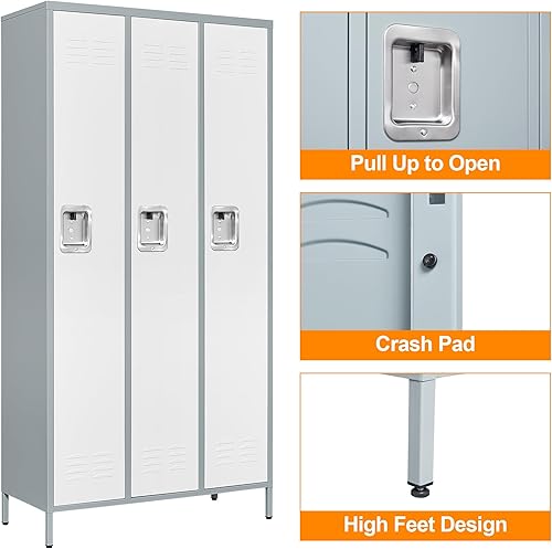 Vista 199 de Armario de metal con 4 puertas, casilleros de 71 pulgadas para empleados, armario de almacenamiento de acero, armario con cerradura para escuela