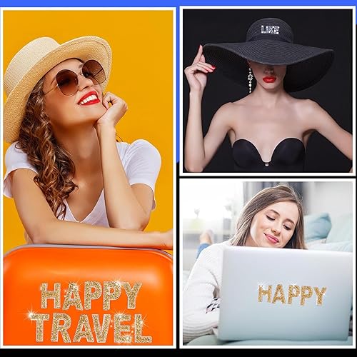 Miniatura 6 de 37 calcomanías de letras de diamantes de imitación brillantes, símbolo del alfabeto, números, cristal, calcomanías autoadhesivas para arte,