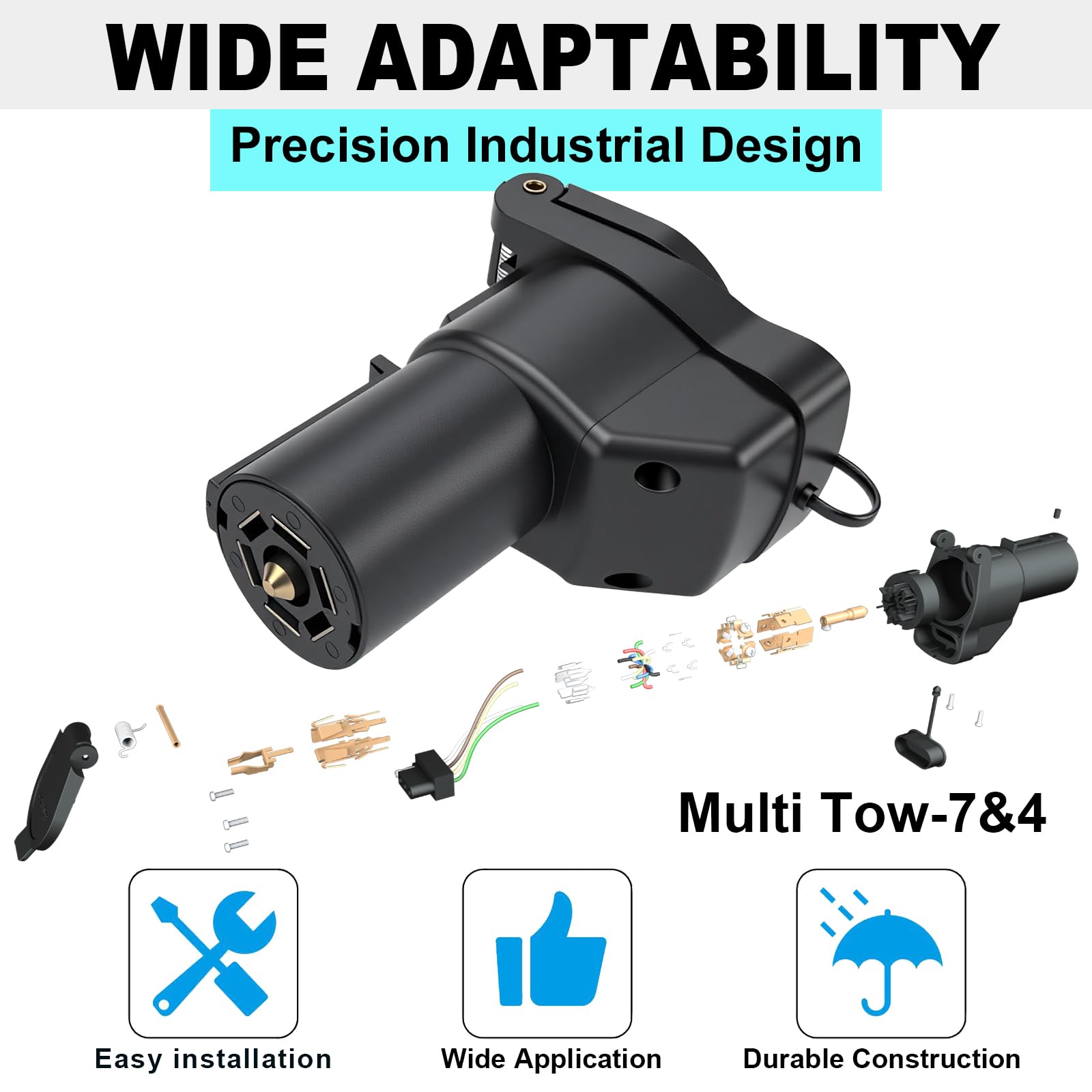 Adaptateur multi-remorquage 7 lames vers 7 lames et 4 connecteurs plats pour remorque 7 et 4 broches Design Plug and Play Double sortie 7 lames et 4 plats