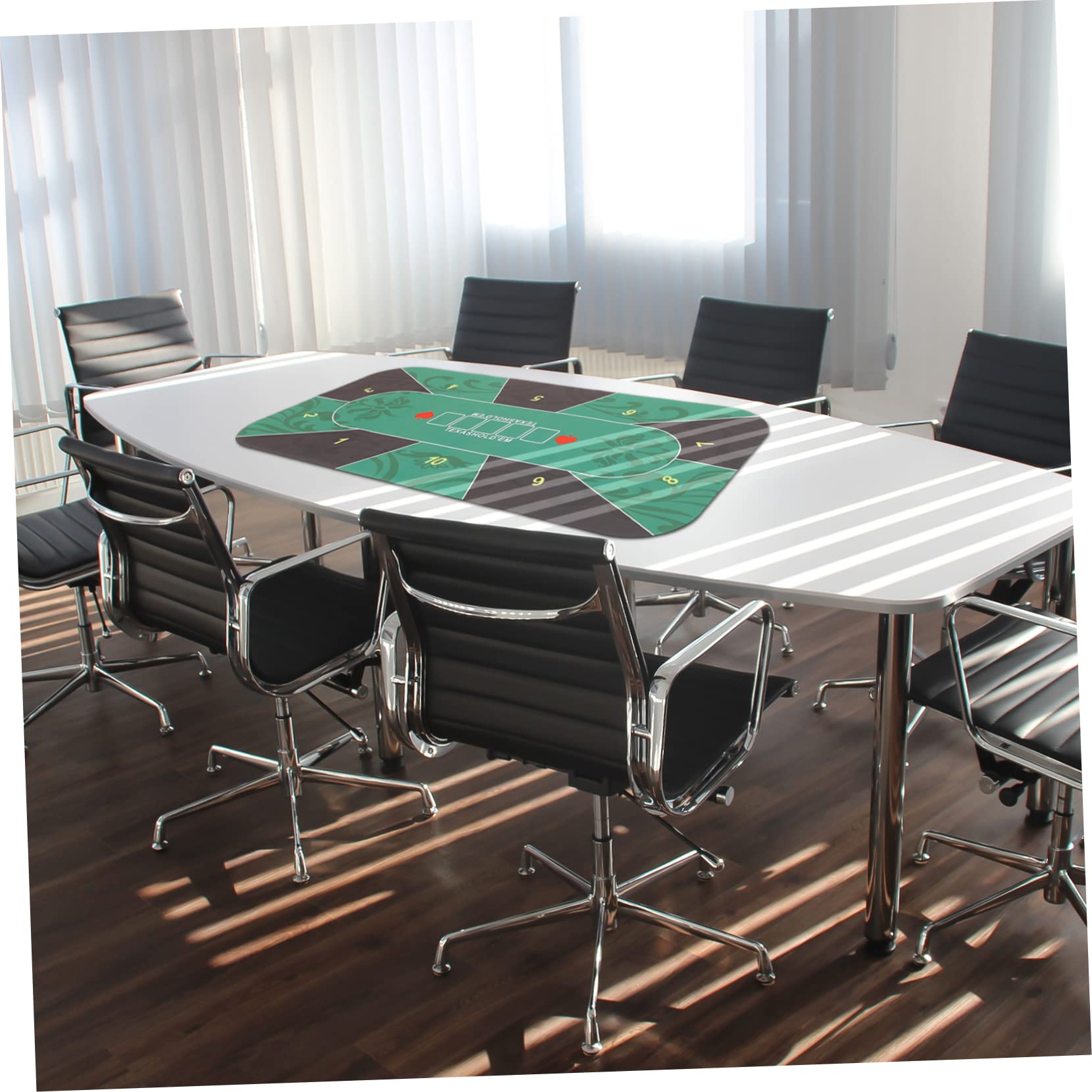 Milisten Grüne Poker Spieltischmatte aus Gummi für 10 Personen, Rechteckig