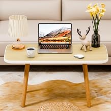 Coffee Table, Centre Table for Living Room, Tea Table, Small Coffee Table End Table for Living Room, Bedroom, Small Space, Coffee Table for Rounded Edge, Solid Legs, Easy Assembly Wooden Color