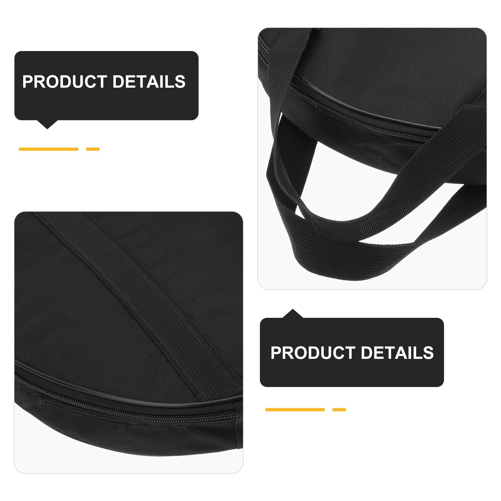 Bolsa Protectora Portátil Cremallera a Prueba de Óxido Funda Pandereta de Tela Oxford Negra Adecuado para Transporte y Almacenamiento de Instrumentos