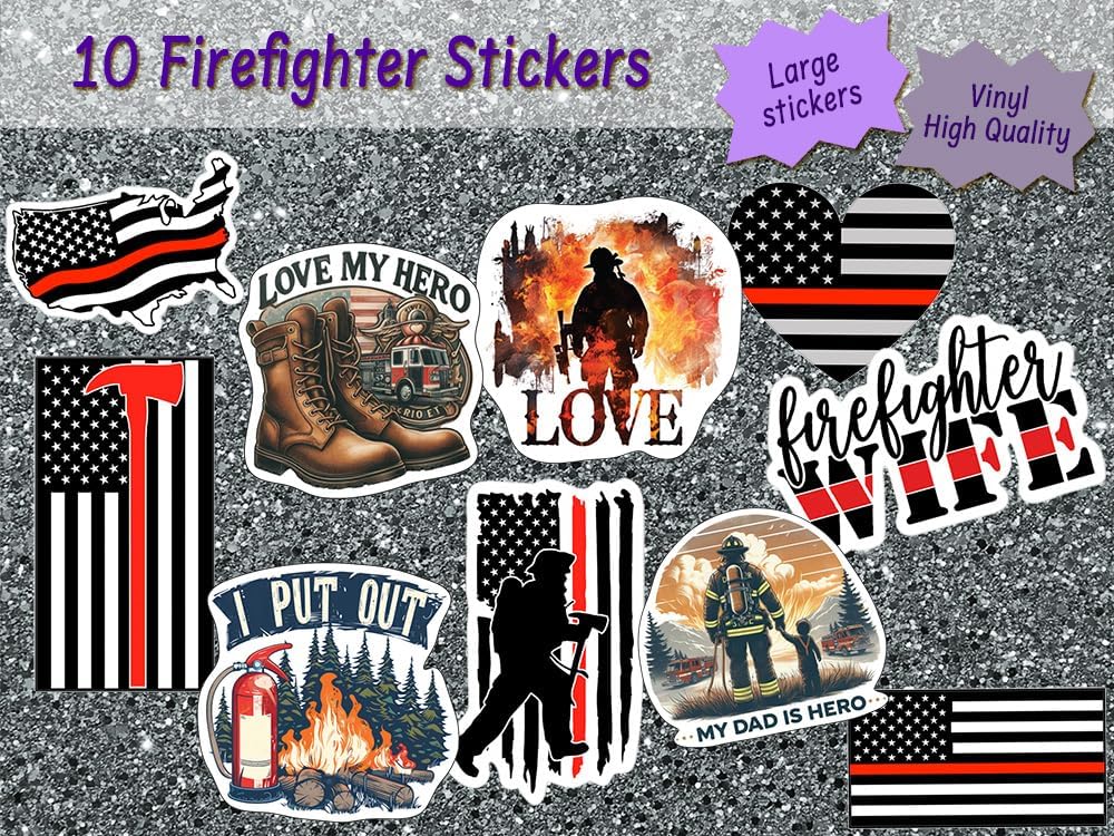 Firefighter Stickers - Perfect Firefighter Gifts for Men, Women, Kids - Great Firefighter Helmet Stickers - Waterproof, Durable Vinyl - Anywhere Firefighter Stickers, Water Bottles, Laptop, Car Decal image 3