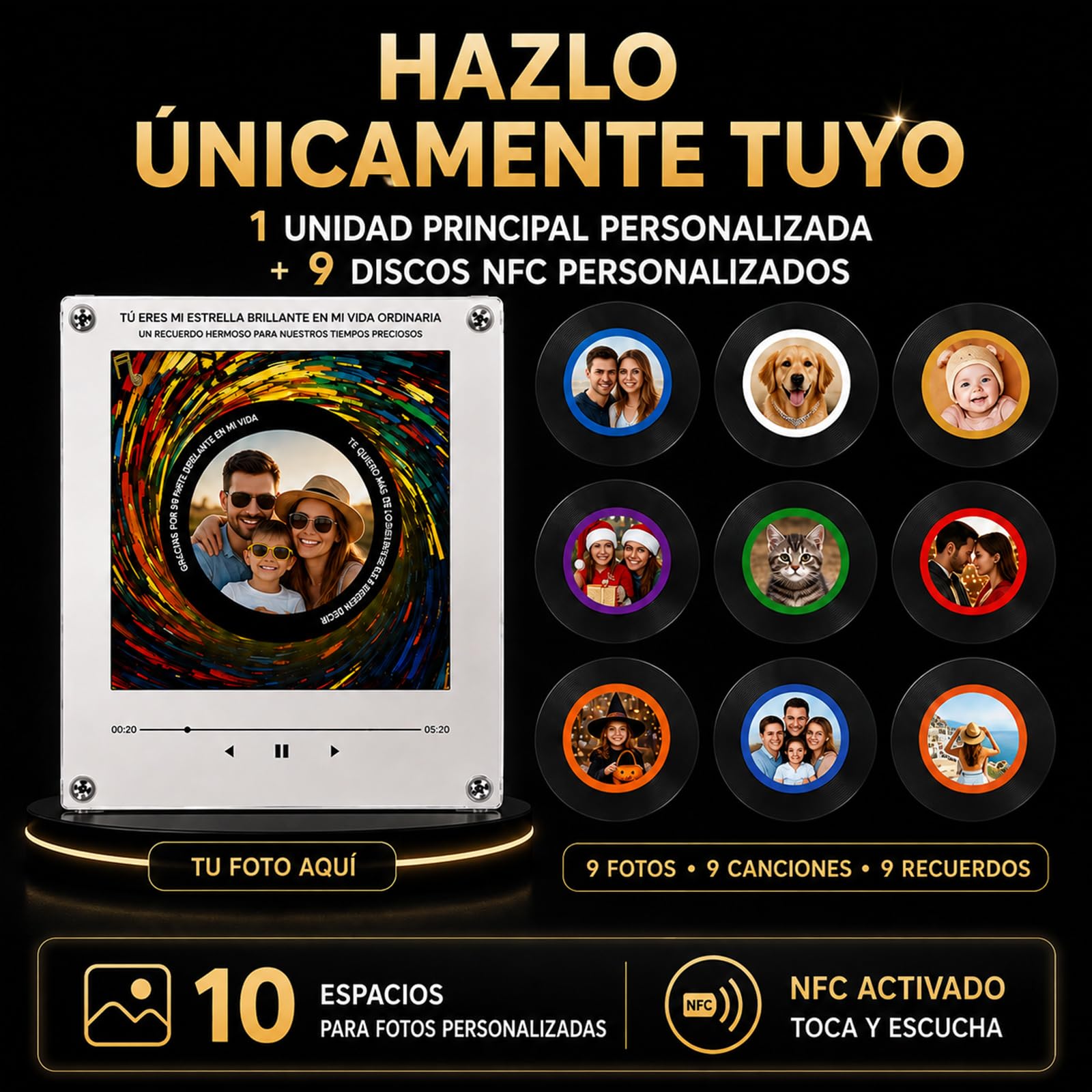 Imanes Personalizados Nevera con Música y Foto, Reproductor de música NFC