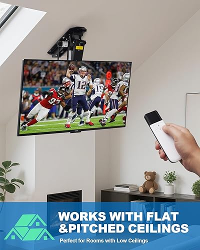 Miniatura 9 de TOPSKY Soporte eléctrico ajustable para TV de techo con control remoto, soporte de TV motorizado abatible para televisores de pantalla plana y curva