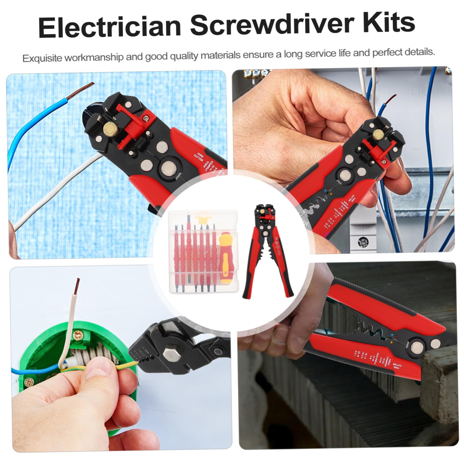 DOITOOL Kit de Herramientas para Electricistas con Alicates Multifunción y Destornilladores Antideslizantes para Eléctrico Profesional