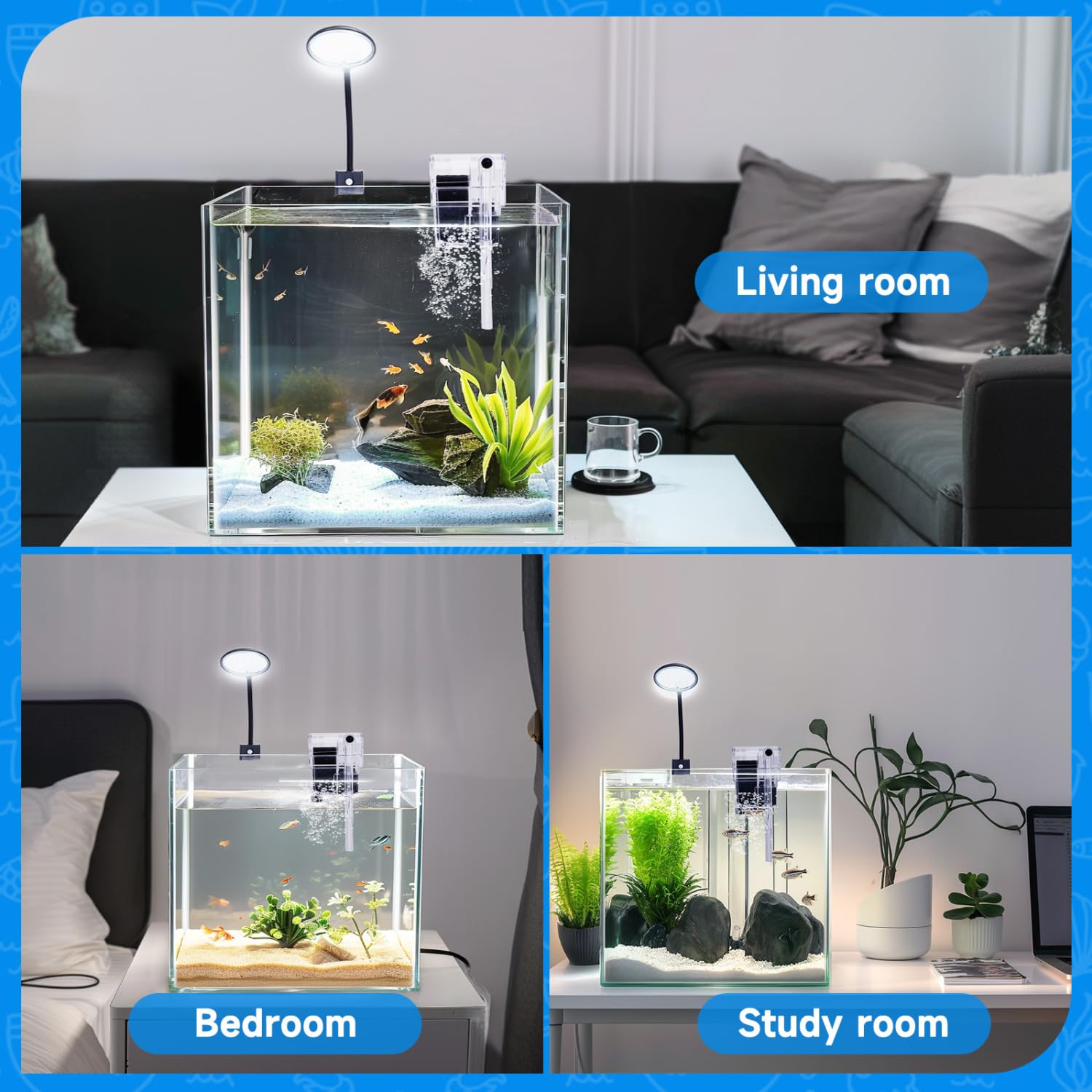 Nobleza - 27L Piccolo Acquario Completo con Illuminazione a LED e Sistema di Filtraggio Integrato, Vasche per Pesci