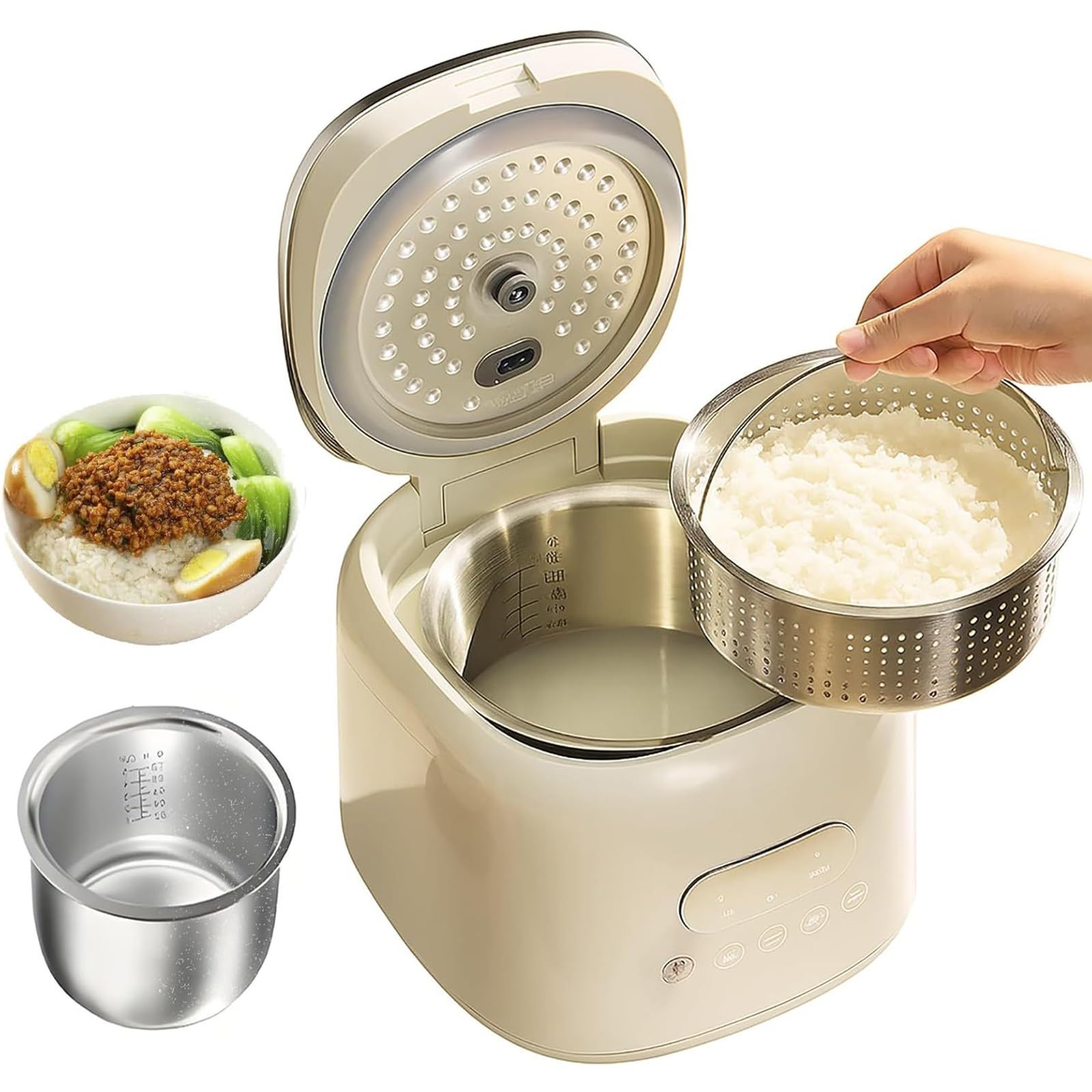 Smart Starch Reducing Rice Cooker, 2.5L Low Carb Mini Appliance z koszem na pary, 8 trybów wstępnie ustawionych, opóźniony timer i ciepłe, nie-stick do zdrowych posiłków