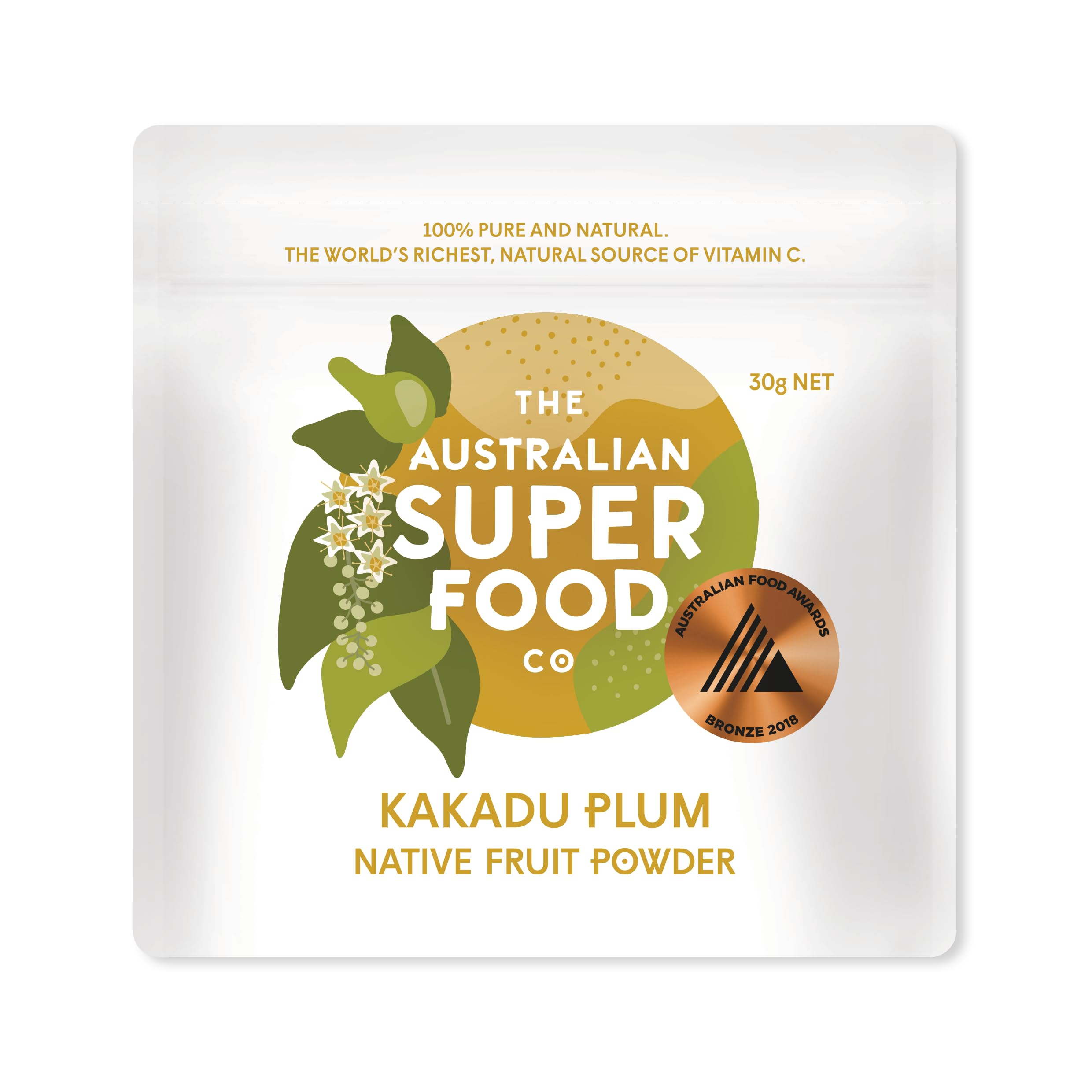 Kakadu Plum Freeze Dried Powder | 100 Percent Natural no Added Sugar | the World’s Richest Natural Source of Vitamin C by the Australian Superfood Co | 30 Gram