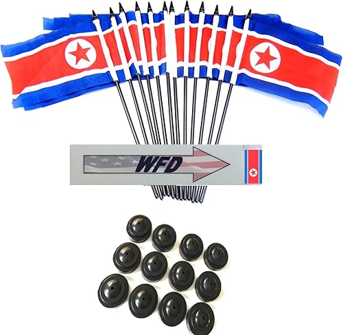 Miniatura 68 de Una docena de banderas y bases de escritorio Nauru, 12 banderas de poliéster en miniatura para oficina y pequeñas con 12 soportes negros Banderas