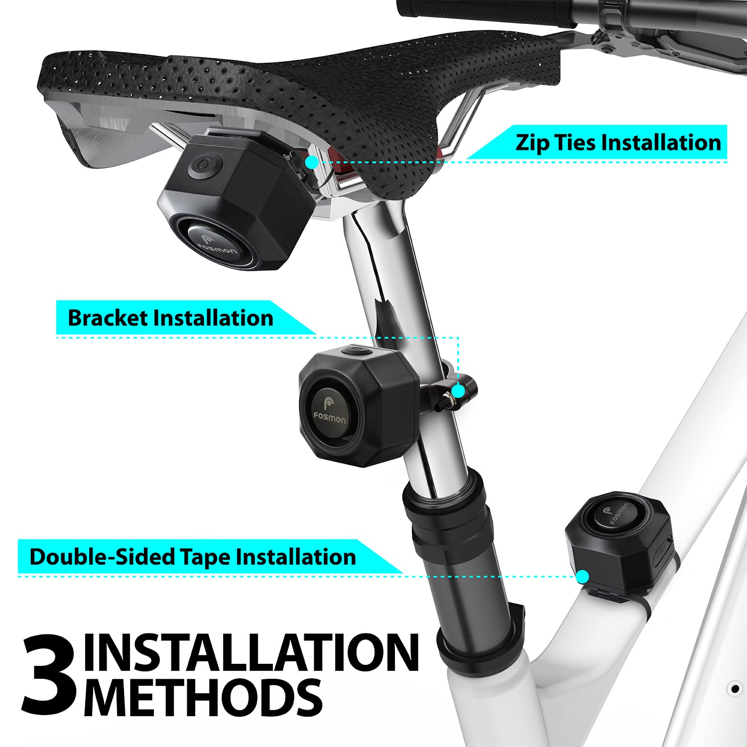 Fosmon Allarme Antifurto Con Telecomando Per Bicicletta, Moto o Monopattino | Impermeabile, Sensore Di Vibrazioni A Batteria | Sirena Ultra Forte Di 110dB | Wireless e Facile Da Installare
