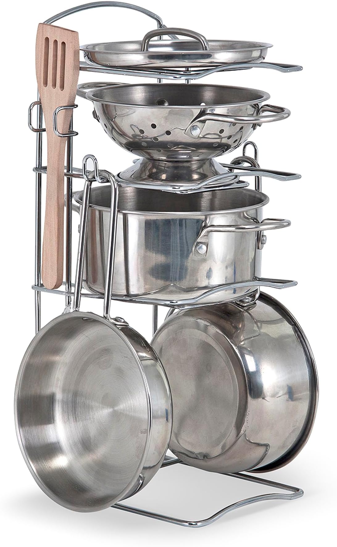 Melissa & Doug Children's Kitchen Pot Set Made of Stainless Steel, 8 Pieces, with Pots, Pan and Kitchen Utensils, for Children from 3 Years
