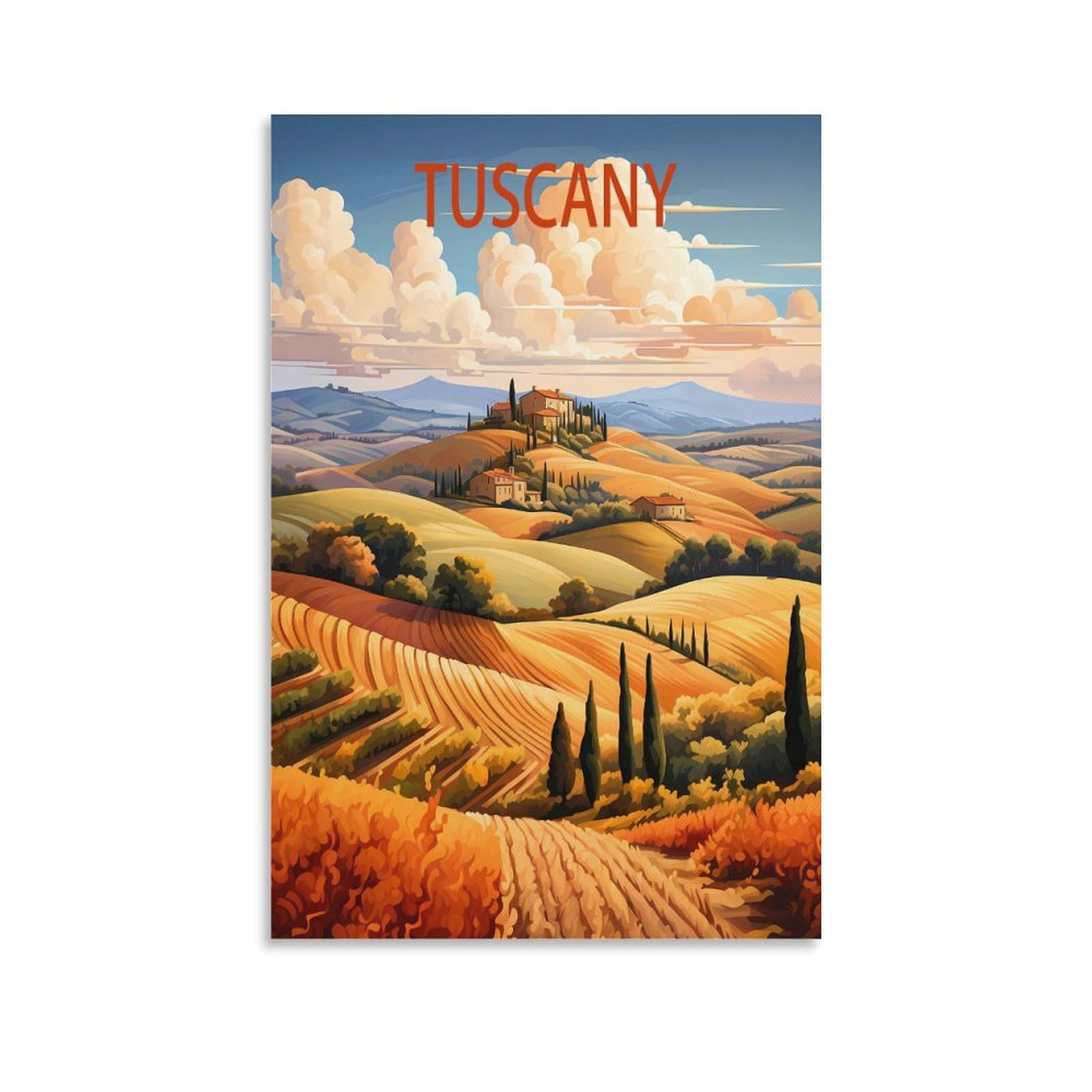 Lcynnh Unframe-Style Tuscany Italy Vintage Travel Poster Sunset 08X12inch(20X30cm) Print Poster Home Bathroom Bedroom Office Living Room Decor Canvas Poster